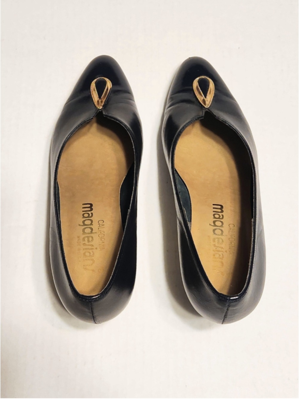 Magdesians Adara Navy Kid Leather Slip On Block Heel Pumps 6 M - Picture 7 of 12